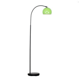 Valuelights Style Black Curved Stem Floor Lamp With Gloss Green Arco Style Metal Dome Light Shade With Led Gls Bulb In Warm White - thumbnail 1