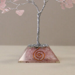 Serenityy Rose Quartz Gemstone Tree With Orgonite Base - 80 Stones - Pink Decorative Figurine - thumbnail 3