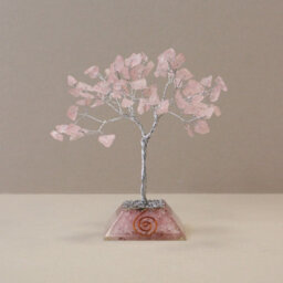 Serenityy Rose Quartz Gemstone Tree With Orgonite Base - 80 Stones - Pink Decorative Figurine