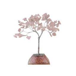 Serenityy Rose Quartz Gemstone Tree With Orgonite Base - 80 Stones - Pink Decorative Figurine - thumbnail 4