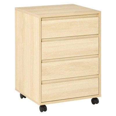 Natural Mobile Filing Cabinet, 4 Drawer Storage Filing Cabinet Home Office - image 1