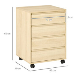 Natural Mobile Filing Cabinet, 4 Drawer Storage Filing Cabinet Home Office - thumbnail 2