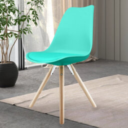 Fusion Living Soho Aqua Plastic Dining Chair With Pyramid Light Wood Legs - thumbnail 2