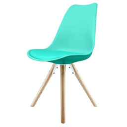 Fusion Living Soho Aqua Plastic Dining Chair With Pyramid Light Wood Legs - thumbnail 1