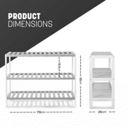 Keplin 3 Tier Bamboo Shoe Rack, Grey And White, 70X55X25Cm - thumbnail 3