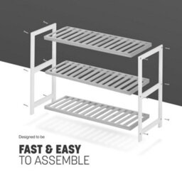 Keplin 3 Tier Bamboo Shoe Rack, Grey And White, 70X55X25Cm - thumbnail 7