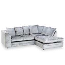 Bella Crushed Velvet Right Hand Facing Corner Sofa Silver - thumbnail 2