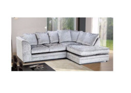 Bella Crushed Velvet Right Hand Facing Corner Sofa Silver - thumbnail 1