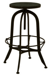Orsina Industrial Styled Black And Green Finish Bar Stool, Durable Counter Seat, Metal Stool With Green Marble - thumbnail 3