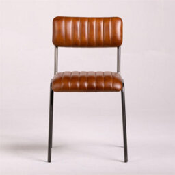 Where Saints Go Ltd Diner Dining Chair, Tan Ribbed Buffalo Leather, Natural Grey Frame By Where Saints Go - thumbnail 2