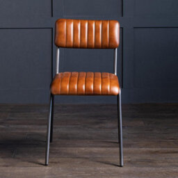 Where Saints Go Ltd Diner Dining Chair, Tan Ribbed Buffalo Leather, Natural Grey Frame By Where Saints Go - thumbnail 5