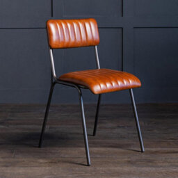 Where Saints Go Ltd Diner Dining Chair, Tan Ribbed Buffalo Leather, Natural Grey Frame By Where Saints Go - thumbnail 6