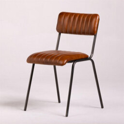 Where Saints Go Ltd Diner Dining Chair, Tan Ribbed Buffalo Leather, Natural Grey Frame By Where Saints Go - thumbnail 4