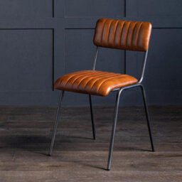 Where Saints Go Ltd Diner Dining Chair, Tan Ribbed Buffalo Leather, Natural Grey Frame By Where Saints Go - thumbnail 7