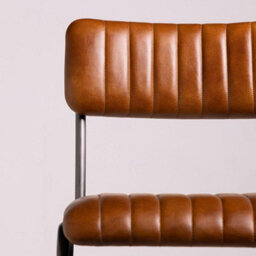 Where Saints Go Ltd Diner Dining Chair, Tan Ribbed Buffalo Leather, Natural Grey Frame By Where Saints Go - thumbnail 8