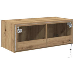 Berkfield Tv Wall Cabinet With Led Lights Artisan Oak 80X35X31 Cm - thumbnail 9