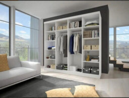 Multi 32 Sliding Wardrobe 233 Cm With Mirror With Sliding Doors Gray / Front: Kathult + White + Mirror - thumbnail 4