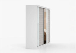 Multi 32 Sliding Wardrobe 233 Cm With Mirror With Sliding Doors Gray / Front: Kathult + White + Mirror - thumbnail 5