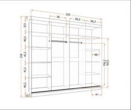 Multi 32 Sliding Wardrobe 233 Cm With Mirror With Sliding Doors Gray / Front: Kathult + White + Mirror - thumbnail 3