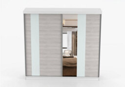 Multi 32 Sliding Wardrobe 233 Cm With Mirror With Sliding Doors Gray / Front: Kathult + White + Mirror - thumbnail 6