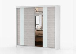 Multi 32 Sliding Wardrobe 233 Cm With Mirror With Sliding Doors Gray / Front: Kathult + White + Mirror - thumbnail 7