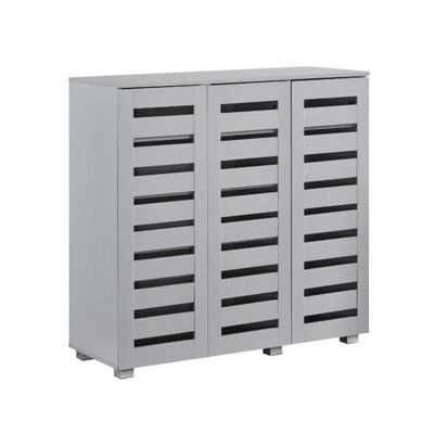 Swish Furniture Euston Modern Light Grey 3 Door 5 Tier Shoe Cabinet - image 1