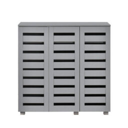 Swish Furniture Euston Modern Light Grey 3 Door 5 Tier Shoe Cabinet - thumbnail 4