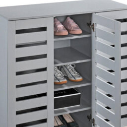 Swish Furniture Euston Modern Light Grey 3 Door 5 Tier Shoe Cabinet - thumbnail 5