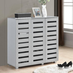 Swish Furniture Euston Modern Light Grey 3 Door 5 Tier Shoe Cabinet - thumbnail 2