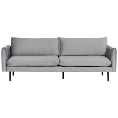 Beliani Sofa 3 Seater Vinterbro Velvet Grey - image 1