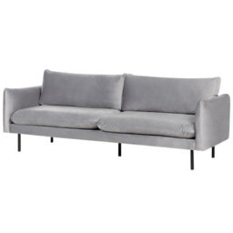 Beliani Sofa 3 Seater Vinterbro Velvet Grey - thumbnail 4