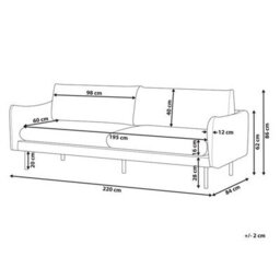 Beliani Sofa 3 Seater Vinterbro Velvet Grey - thumbnail 3