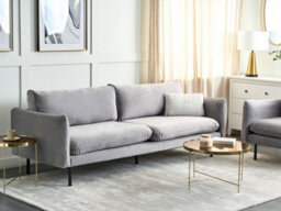 Beliani Sofa 3 Seater Vinterbro Velvet Grey - thumbnail 2