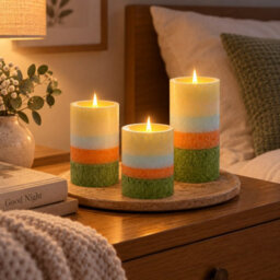 Urbn-Living Set Of 3 Led Flameless Pillar Candles Flickering Battery Operated Real Wax Unscented - thumbnail 2
