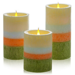 Urbn-Living Set Of 3 Led Flameless Pillar Candles Flickering Battery Operated Real Wax Unscented - thumbnail 1