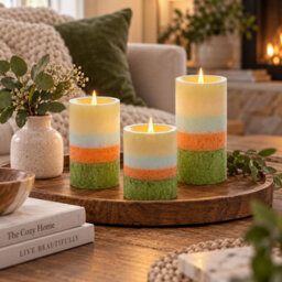 Urbn-Living Set Of 3 Led Flameless Pillar Candles Flickering Battery Operated Real Wax Unscented - thumbnail 4
