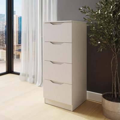 Fwstyle Luno 4 Drawer Chest Of Drawers White (H) 99Cm (W) 40Cm (D) 40Cm Extra Deep Drawers - image 1