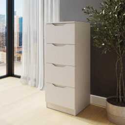 Fwstyle Luno 4 Drawer Chest Of Drawers White (H) 99Cm (W) 40Cm (D) 40Cm Extra Deep Drawers - thumbnail 1