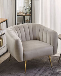 Beliani  Armchair Laconia Velvet Taupe - thumbnail 2