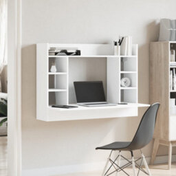 Berkfield Wall-Mounted Desk White 105X48X75 Cm Engineered Wood - thumbnail 3