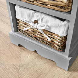 Home Source Lichfield Fully Assembled 4 Wicker Basket Drawer Chest Storage Unit Grey - thumbnail 4