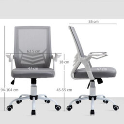Mesh Swivel Office Chair Task Computer Chair   Lumbar Support, Grey - thumbnail 3