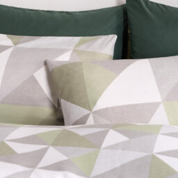 Ohs Geo Print Bedding Set Microfibre Duvet Cover With Pillowcase, Sage - King - thumbnail 2