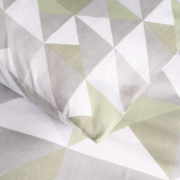 Ohs Geo Print Bedding Set Microfibre Duvet Cover With Pillowcase, Sage - King - thumbnail 4
