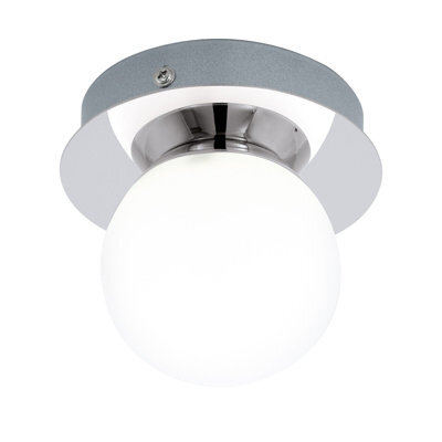 Modern Chrome & White Glass Led Flush Mount Ceiling Light - image 1