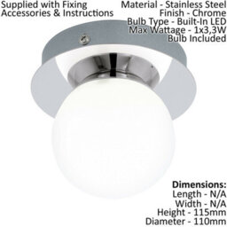 Modern Chrome & White Glass Led Flush Mount Ceiling Light - thumbnail 2