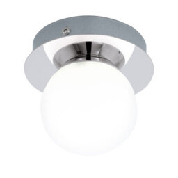 Modern Chrome & White Glass Led Flush Mount Ceiling Light - thumbnail 1
