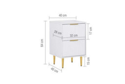 Pair Of Zara White Bedside Cabinet 2 Drawer Fluted Chest - thumbnail 7