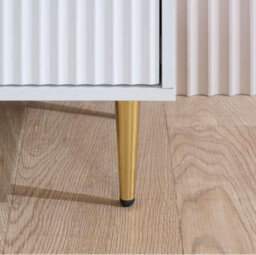 Pair Of Zara White Bedside Cabinet 2 Drawer Fluted Chest - thumbnail 5