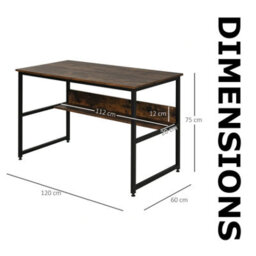 FURNOLD Industrial Rustic 2 Tier Computer Desk With Storage Shelf - thumbnail 9